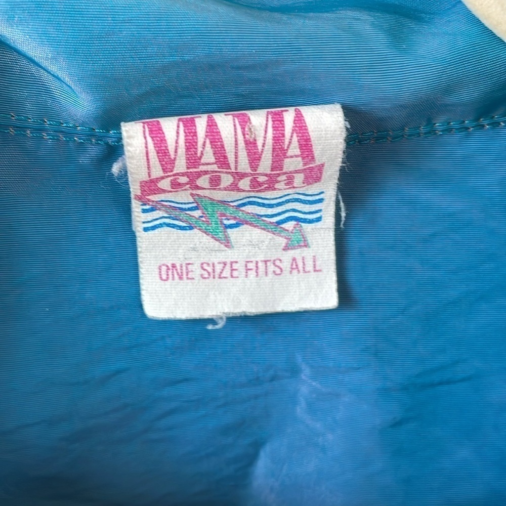 Vintage Mama Coco One Size Fits All Shiny Teal Wind Breaker Euc — image 2 of 5